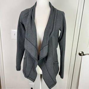 LUCY Jacket womens small Grey The Studio Flow wrap open drape front